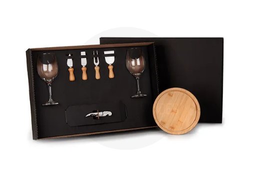 Kit Queijo E Vinho Com Abridor Saca Rolhas- 8 Ps.