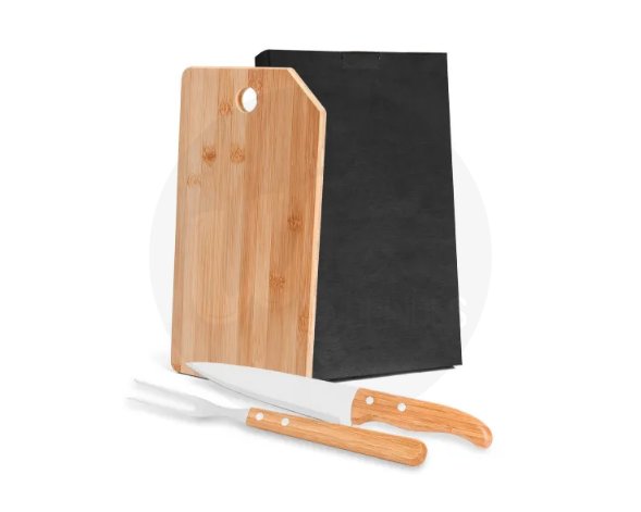 Kit Para Cozinha Em Bambu / Inox Oregon Com Tbua - 3 Ps