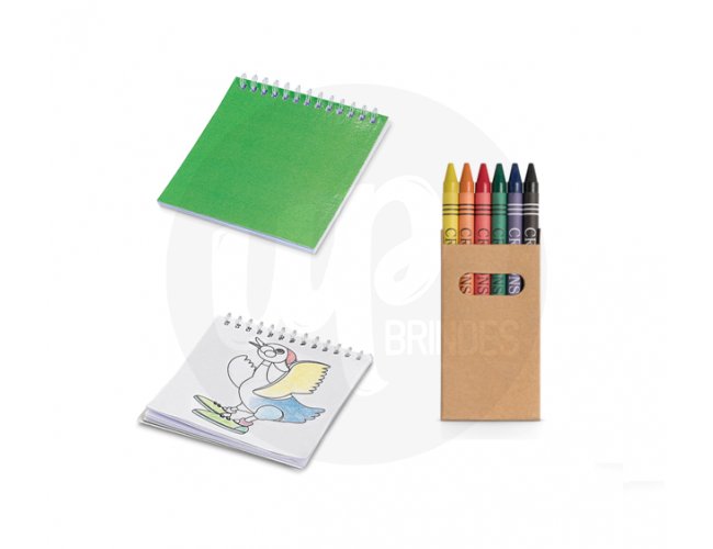 Kit Caderno para Colorir e Giz de Cera